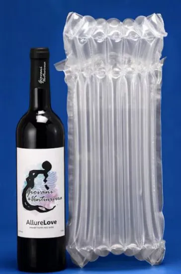 Sacco gonfiabile in plastica per bottiglia di vino con colonna d'aria, materiale PE&PA flessibile e gonfiabile, pellicola a bolle, airbag da trasporto resistente agli urti